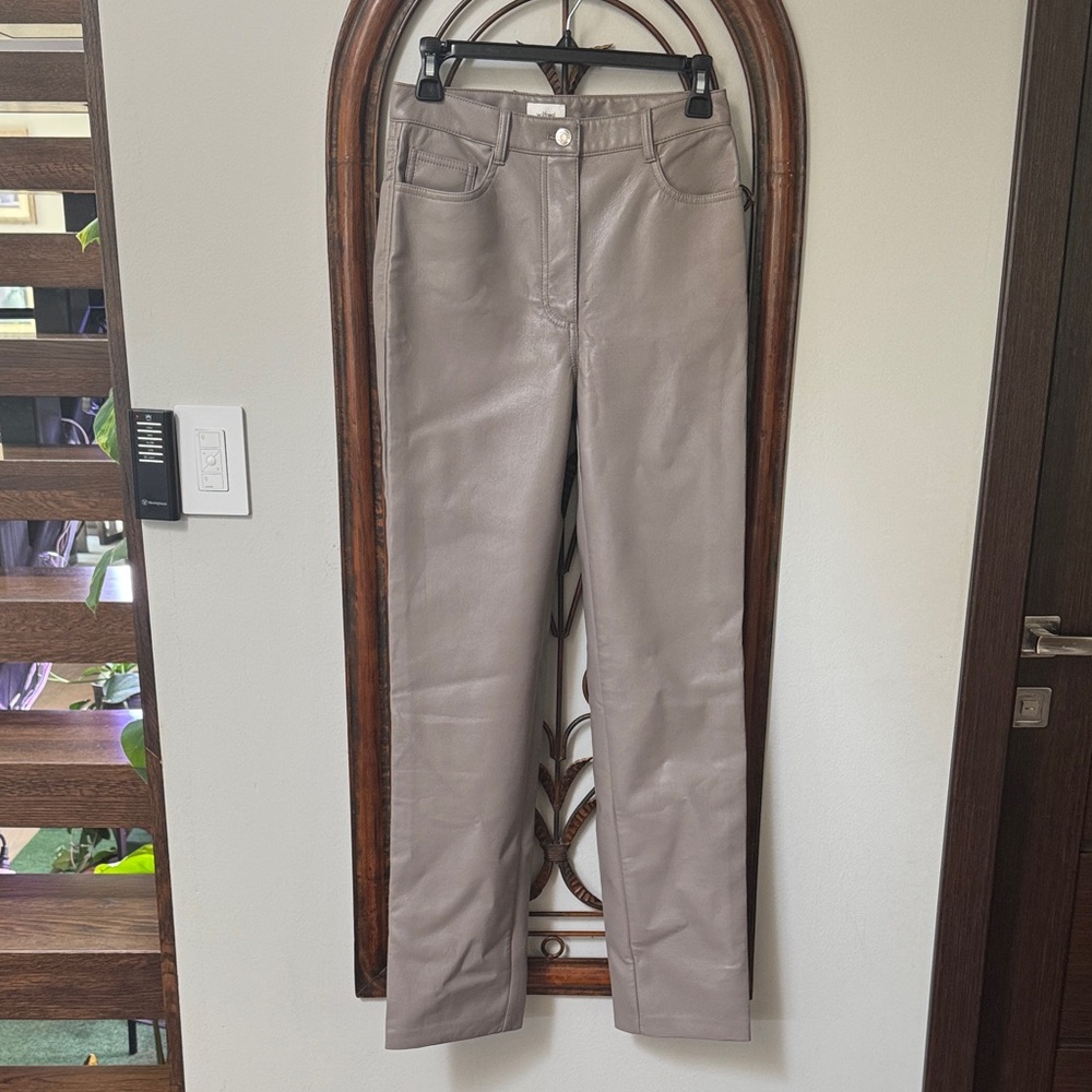 Wilfred Taupe Leather Pants